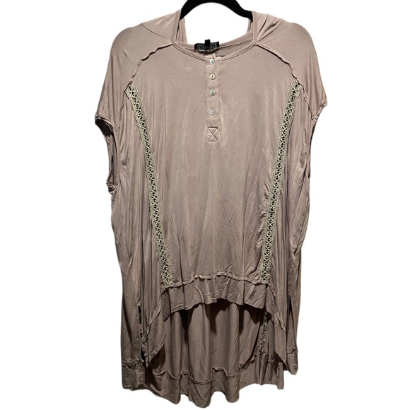 POL‎ Women's Beige Boho Crochet Detail Hooded Tunic Oversized NWT Size S - Picture 3 of 7